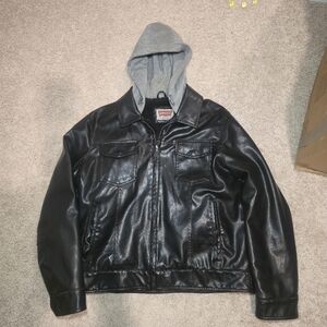 Levi's Men’s Faux-Leather Trucker Jacket with Hood